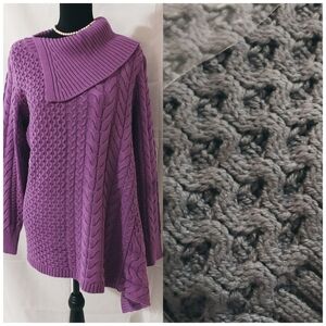 NEW OSO Casuals Womens GRAY Mixed Stitch Sweater Top Crowl Neck sz 1X GRAY